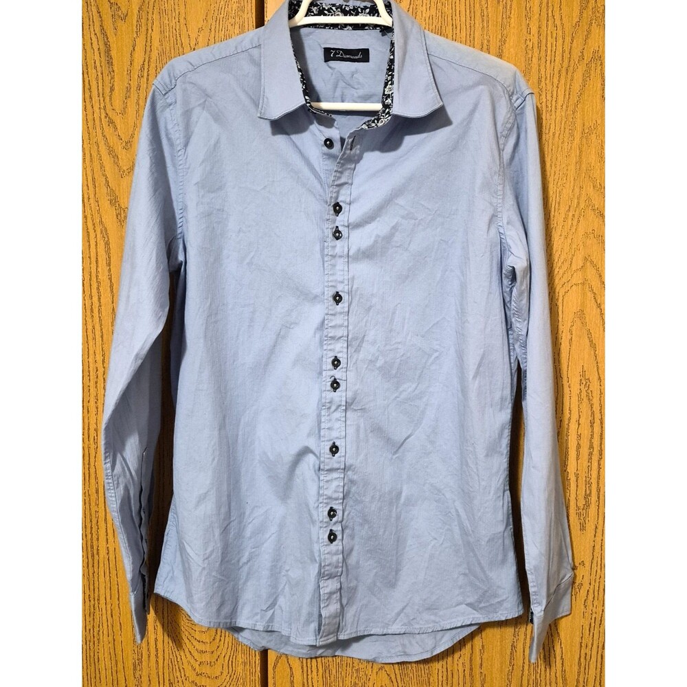 7 Diamonds Women's Blue Long Sleeve Button Up Shirt Size M NEW